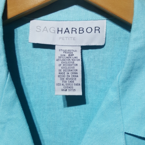 Cropped linen blouse, 3/4 sleeve - Picture 2 of 6